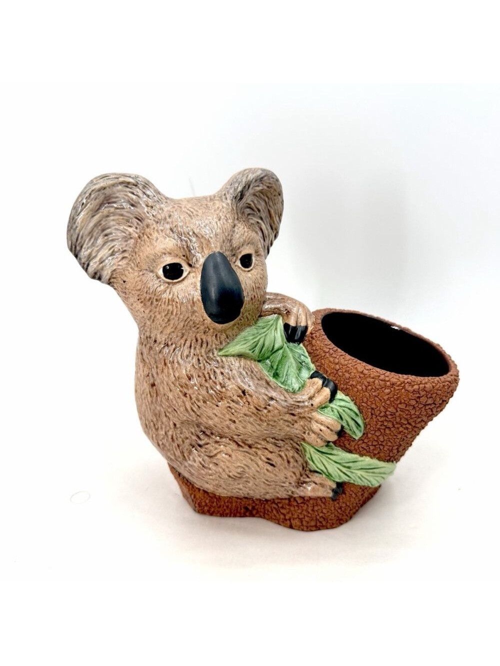 Vintage 1970's Holland Mold Koala Bear on Tree Stump Ceramic Planter